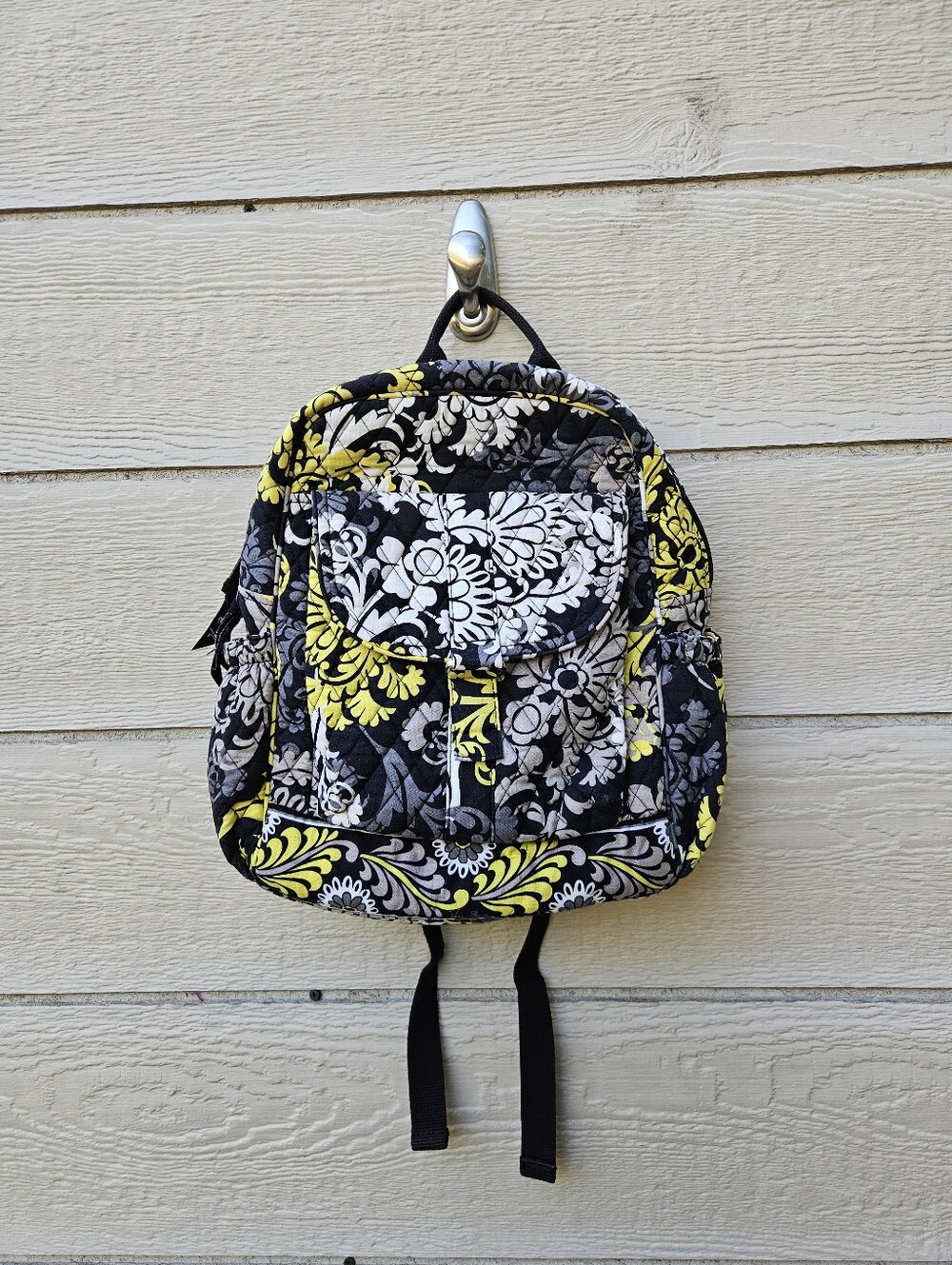 Vera Bradley Baroque quilted paisley backpack medium yellow gray black white